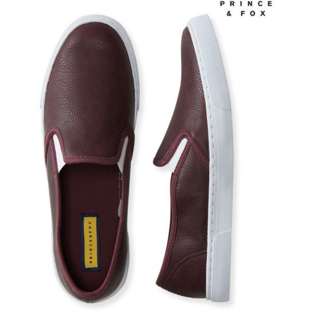 Prince & Fox Faux Leather Slip On Burgundy Loafers